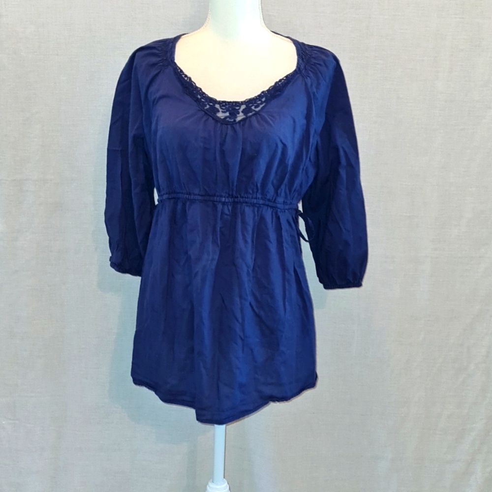 MOTHERHOOD Maternity, Sz L, Dark Blue, 3/4 sleeve, Drawstring waist, EUC